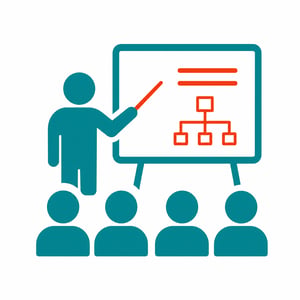 Workshop Course With Participants And Lecturer On Whiteboard