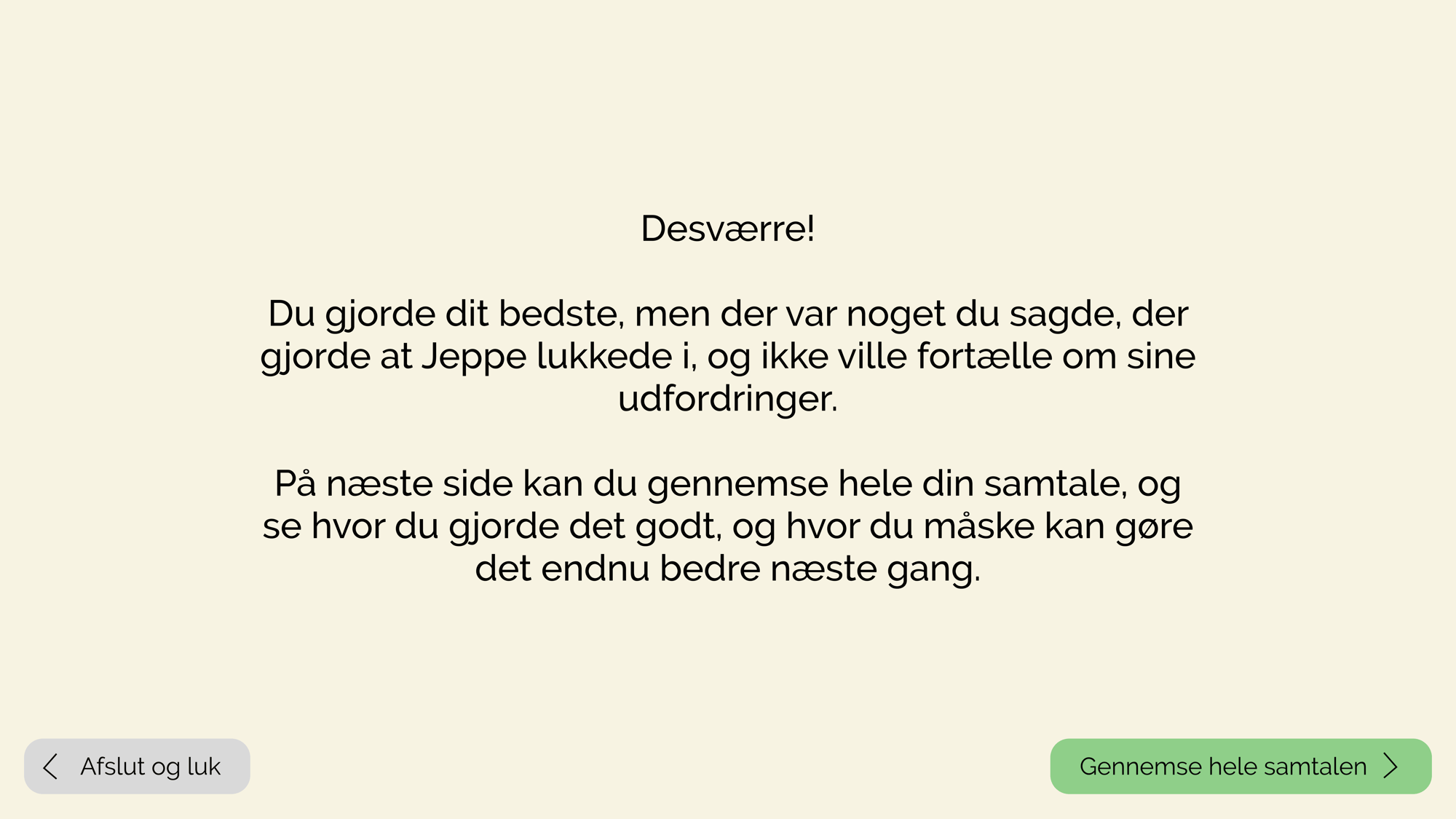 Samtale tabt Samtale tabt